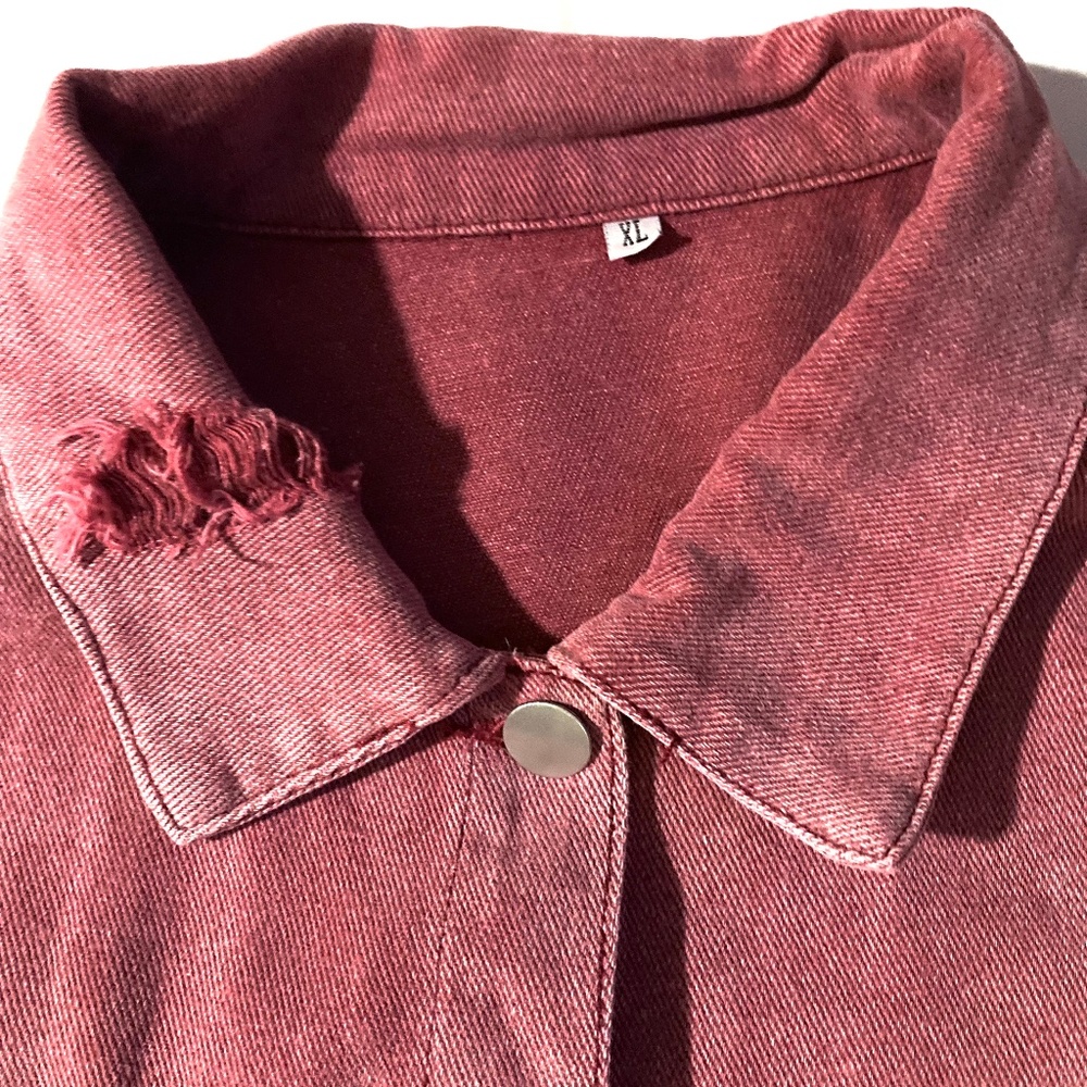 EUC Vintage Boho Distressed Denim and Crochet Jacket - Picture 6 of 9